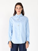 Front button open long sleeve shirt top TOP Gracia Fashion L/BLUE S 