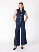 Front button open shirt collar vest JACKET Gracia Fashion 