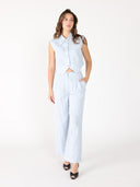 Front button open v-bottom hem sleeveless top SET Gracia Fashion 