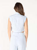 Front button open v-bottom hem sleeveless top SET Gracia Fashion 