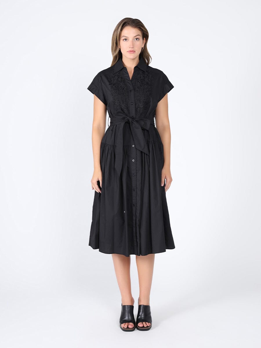 Front lace belt dress DRESS Gracia Fashion BLACK S 