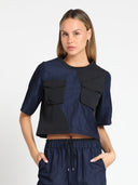 Front Pockets Short Sleeve Crop Top TOP Gracia Fashion 