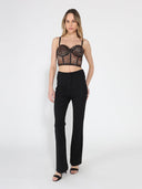 Front Seam Solid Wide-Leg Pant PANTS Gracia Fashion 