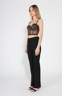 Front Seam Solid Wide-Leg Pant PANTS Gracia Fashion 