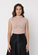 Front Sequin Mesh Sleeveless Top TOP Gracia Fashion BLUSH S 