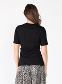 Front Stone Work Side Slit Crew Neck Top TOP Gracia Fashion 