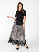 Front Stone Work Side Slit Crew Neck Top TOP Gracia Fashion 