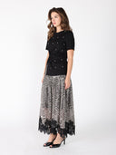 Front Stone Work Side Slit Crew Neck Top TOP Gracia Fashion 