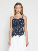 Front Tie Design Strape Top TOP Gracia Fashion DARK BLUE S 