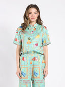 Fruit box print shirt TOP Gracia Fashion GREEN S 