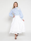 Full sleeve striped shirt with a sloder flower TOP Gracia Fashion 