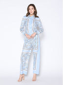 Geographic Print Wide Leg Pajama Pants PANTS Gracia Fashion 