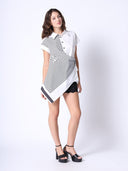 Geometry Mixed Print Asymmetry Shirt Top TOP Gracia Fashion 