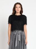 Glitter Fringe Crop Top TOP Gracia Fashion BLACK S 
