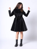 Glossy Rain Coat with Waist Ribbon JACKET Gracia Fashion 