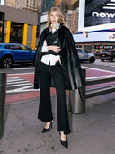 Glossy Rain Coat with Waist Ribbon JACKET Gracia Fashion BLACK S 