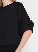 Gracia Fashion Women's Bow detail sleeve round neck solid top TOP Gracia Fashion 