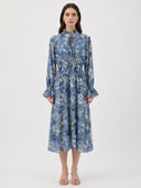 Gracia Fashion Women's Floral Print Front Tie Neck Puff Sleeve Top DRESS Gracia Fashion 