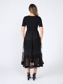 Gracia Fashion Women's Knitted Top and Net Bottom Linen Long Dress DRESS Gracia Fashion 