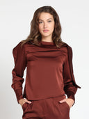 Gracia Fashion Women's Long Sleeve Satin Off-Shoulder Top TOP Gracia Fashion 