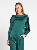 Gracia Fashion Women's Long Sleeve Satin Off-Shoulder Top TOP Gracia Fashion 