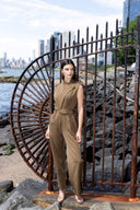 Gracia Fashion Women's V-Neck Waist Belt Detail Lapelled Jumpsuit JUMPSUIT Gracia Fashion 