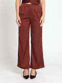 Gracia Fashion Women's Wide Leg Satin Pants PANTS Gracia Fashion BROWN S 