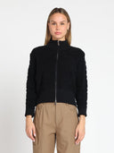 Gracia Fashion Women's Zip up long sleeve textured jacket SWEATER Gracia Fashion BLACK ONE 