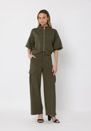 Gracia Fashion Women's Zip-Up Split Side Puff Sleeve Jacket JACKET Gracia Fashion 