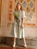 Half Body Lace Work with Belt Dress DRESS Gracia Fashion GREEN S 