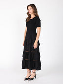 Half Knit Fabric Long Dress DRESS Gracia Fashion 