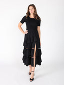 Half Knit Fabric Long Dress DRESS Gracia Fashion 