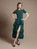 Half Knit Fabric Long Dress DRESS Gracia Fashion GREEN S 