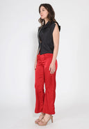 Half Pleather Panelled Half Plain Vest JACKET Gracia Fashion 