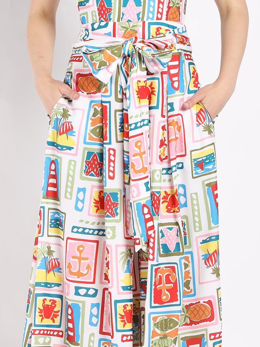 Halter Neck Nautical Print Jumpsuit JUMPSUIT Gracia Fashion 