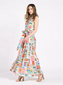 Halter Neck Nautical Print Jumpsuit JUMPSUIT Gracia Fashion 