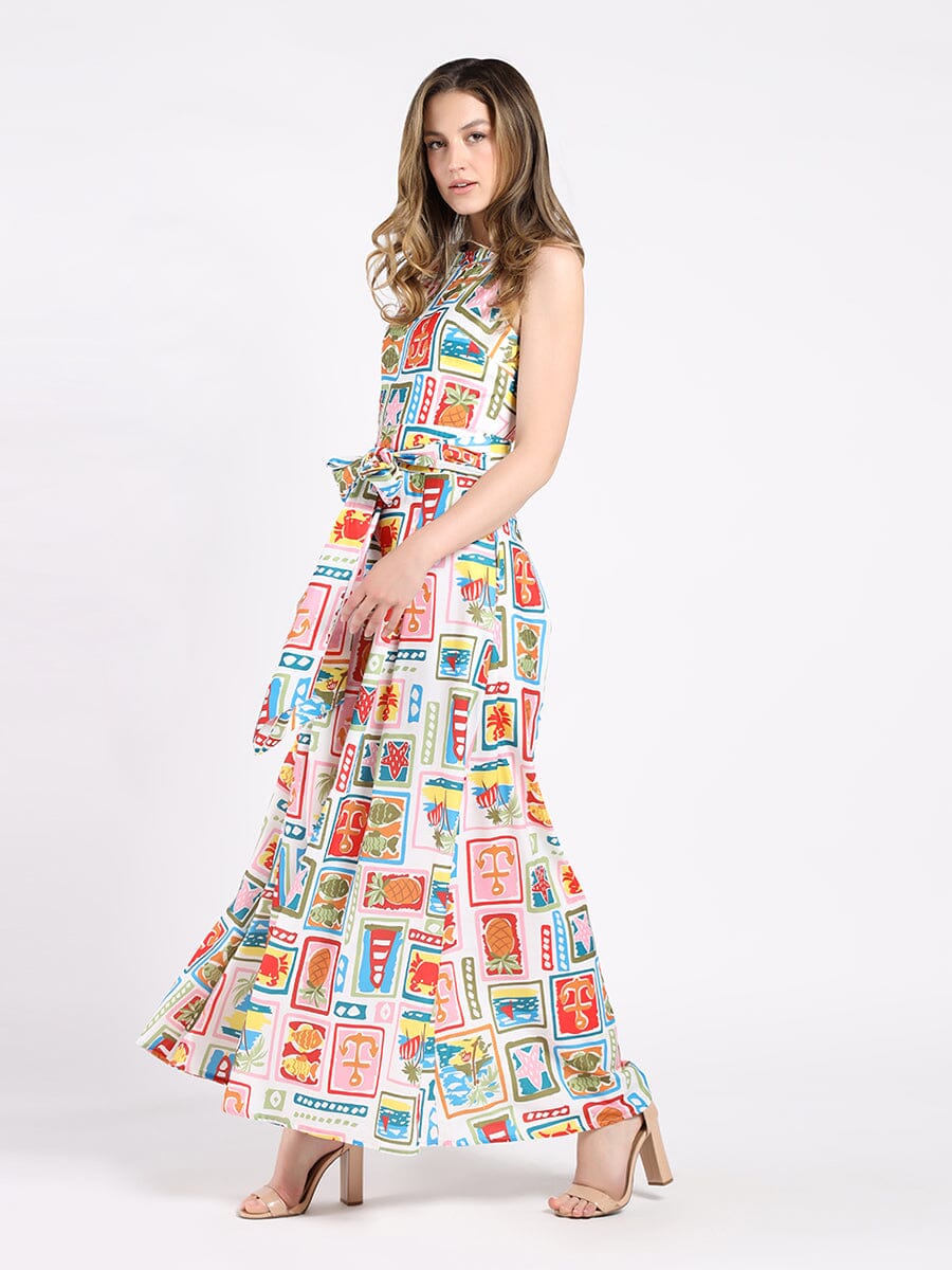 Halter Neck Nautical Print Jumpsuit JUMPSUIT Gracia Fashion MULTI S 