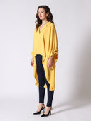 High and Low Wide Shirts With Shirred Cuffs TOP Gracia Fashion 