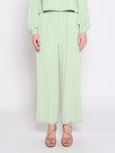 High Elastic Waist Pearl Hem Pants PANTS Gracia Fashion GREEN S 