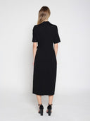High neck belt buckle detail solid dress DRESS Gracia Fashion 