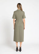 High neck belt buckle detail solid dress DRESS Gracia Fashion 