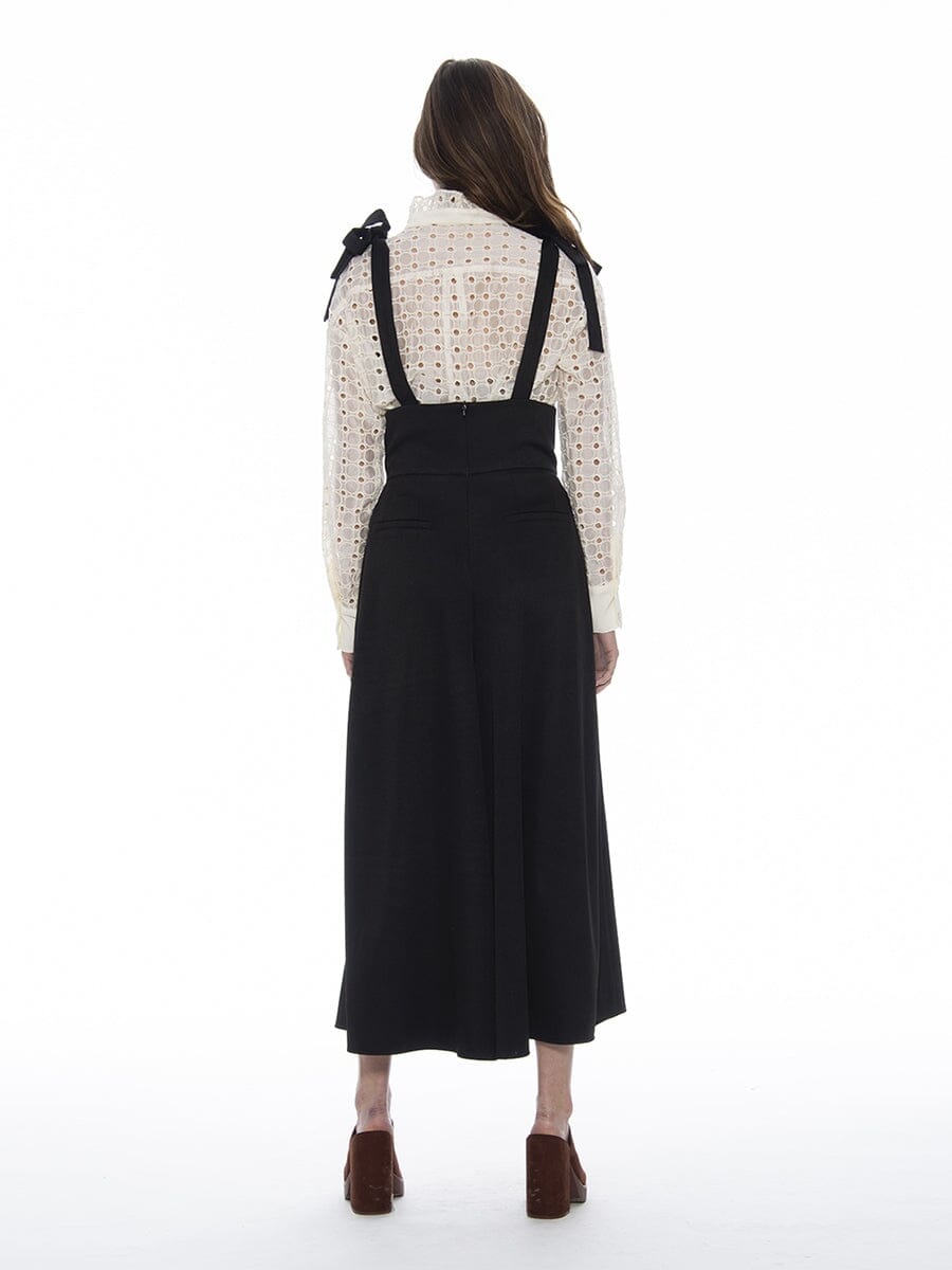 High Neck Frill Detail Circle Embroidered Shirt TOP Gracia Fashion 