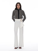 High Neck Frill Detail Circle Embroidered Shirt TOP Gracia Fashion 