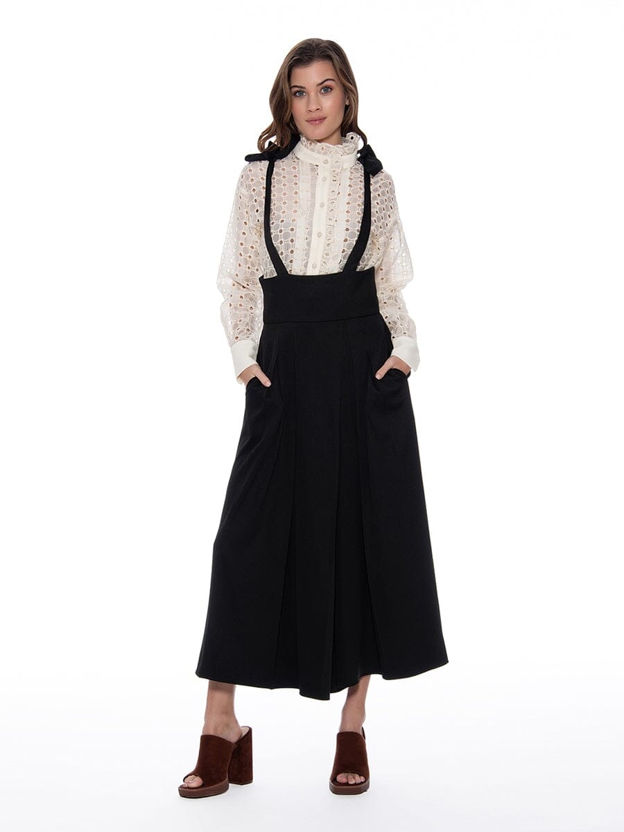 High Neck Frill Detail Circle Embroidered Shirt TOP Gracia Fashion 