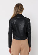 High Neck Mesh Detail Ruched Bust Pleather Top TOP Gracia Fashion 