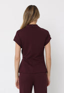 High neck tie detail short sleeve solid top TOP Gracia Fashion 