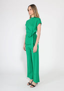 High neck tie detail short sleeve solid top TOP Gracia Fashion 