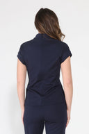High neck tie detail short sleeve solid top TOP Gracia Fashion 