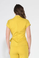 High neck tie detail short sleeve solid top TOP Gracia Fashion 
