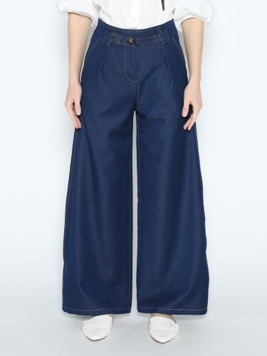 High Rise Baggy Denim Pants PANTS Gracia Fashion DARK DENIM S 
